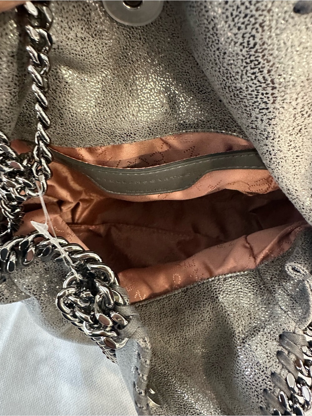 NEW STELLA MCCARTNEY FALABELLA MINI TOTE CROSSBODY METALLIC STEEL GREY - Picture 9 of 9